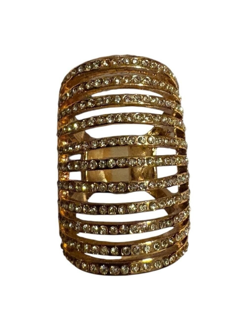 Jennifer Lopez Cubic Zirconia Cocktail Ring Gold Tone Size 7 Statement